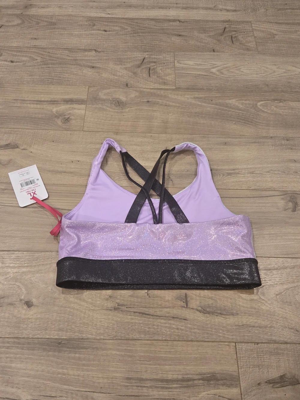 NWT Justice Girls Metallic Colorblock Sports Bra & Shorties 2PC Set Gym Dance XL